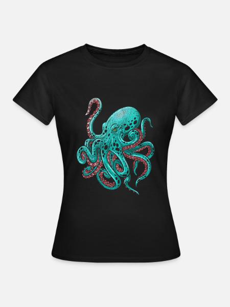 Oktopus Krake - Frauen T-Shirt - Schwarz