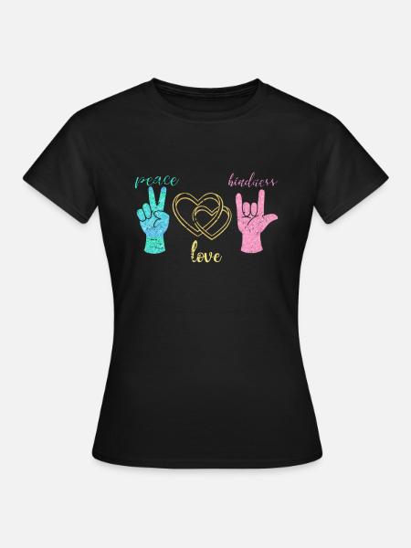 Frieden Liebe Harmonie - Frauen T-Shirt - Schwarz