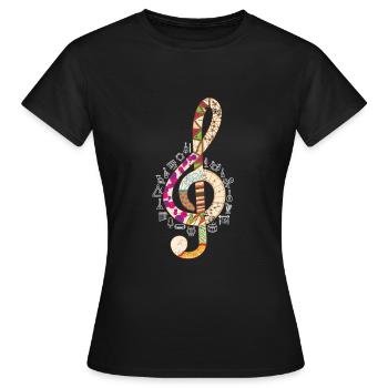 Clef Classical music - Women's T-Shirt - black - Front - AI Model Female 172 dark (172cm)
