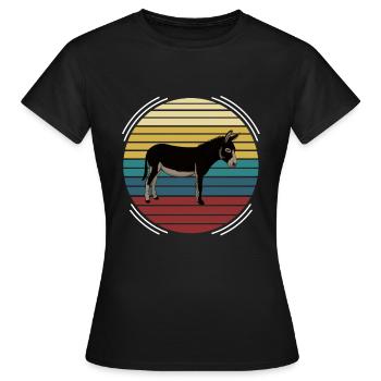 Retro Esel Pferd - Frauen T-Shirt - Schwarz - Vorne - AI Model Female 172 dark (172cm)