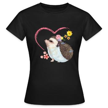 Hérisson tas de feuilles - T-shirt Femme - noir - Devant - AI Model Female 172 dark (172cm)
