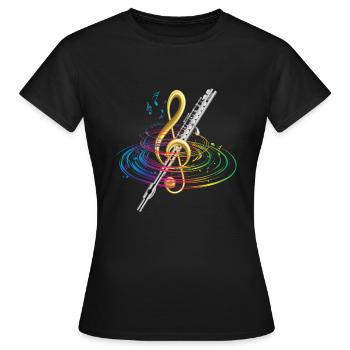 Flute Classical Music - Women's T-Shirt - black - Front - AI Model Female 172 dark (172cm)