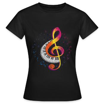 Mélodie de piano - T-shirt Femme - noir - Devant - AI Model Female 172 dark (172cm)