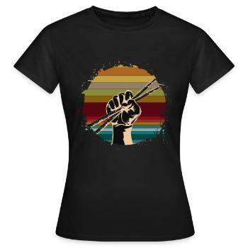 Batterie batteur Drumsticks - T-shirt Femme - noir - Devant - AI Model Female 172 dark (172cm)