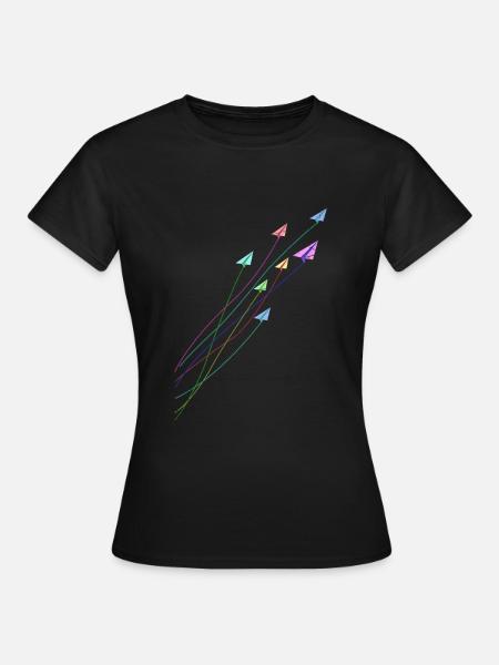 Origami Faltkunst Kranich - Frauen T-Shirt - Schwarz