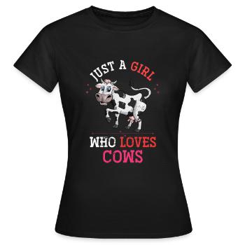 Vache fille ferme - T-shirt Femme - noir - Devant - AI Model Female 172 dark (172cm)