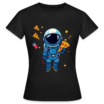Astronaut with pizza and stars - Women's T-Shirt - black - Front - AI Model Female 172 dark (172cm)