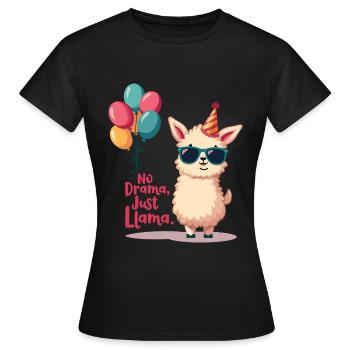 Lässiges Lama mit Partyhut - Frauen T-Shirt - Schwarz - Vorne - AI Model Female 172 dark (172cm)