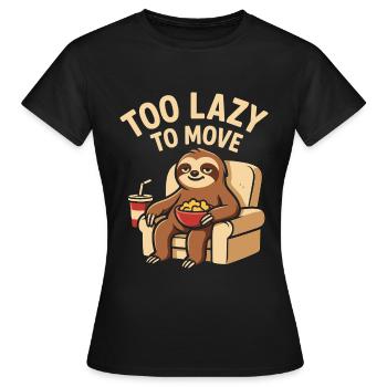 Faultier mit Popcorn im Sessel - Frauen T-Shirt - Schwarz - Vorne - AI Model Female 172 dark (172cm)