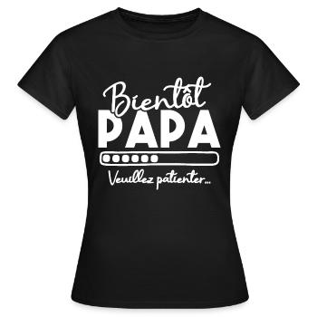 Bientôt papa veuillez patienter - T-shirt Femme - noir - Devant - AI Model Female 172 dark (172cm)