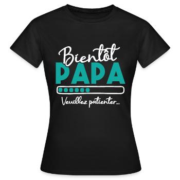 Bientôt papa veuillez patienter - T-shirt Femme - noir - Devant - AI Model Female 172 dark (172cm)