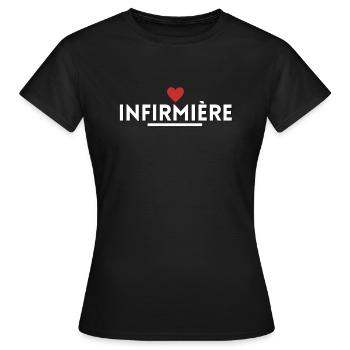 infirmière. cadeau infirmière - T-shirt Femme - noir - Devant - AI Model Female 172 dark (172cm)