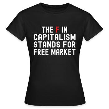Le F dans le capitalisme Anticapitalisme - T-shirt Femme - noir - Devant - AI Model Female 172 dark (172cm)