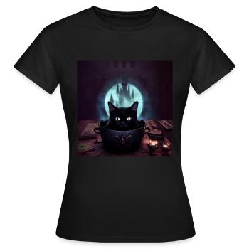 Katze im Kessel - Frauen T-Shirt - Schwarz - Vorne - AI Model Female 172 dark (172cm)
