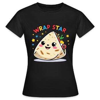 Wrap drôle avec visage - Kawaii Fast Food - T-shirt Femme - noir - Devant - AI Model Female 172 dark (172cm)