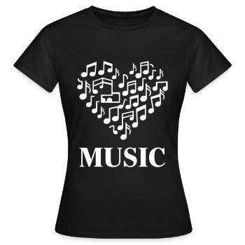 Herz und Musik musizieren mit Herz - Frauen T-Shirt - Schwarz - Vorne - AI Model Female 172 dark (172cm)