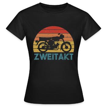 Simson S51 Schwalbe Zweitakt DDR Moped Mofa Osten - Frauen T-Shirt - Schwarz - Vorne - AI Model Female 172 dark (172cm)