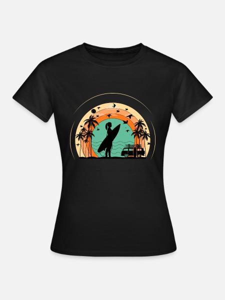 Surf retro sunset - Women's T-Shirt - black