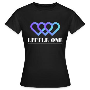 LITTLE ONE Schriftzug - Herz Drilling - Frauen T-Shirt - Schwarz - Vorne - AI Model Female 172 dark (172cm)