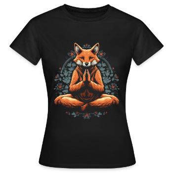 Renard de yoga - T-shirt Femme - noir - Devant - AI Model Female 172 dark (172cm)