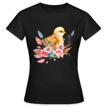 Cute chick nest flowers - Women's T-Shirt - black - Front - AI Model Female 172 dark (172cm)