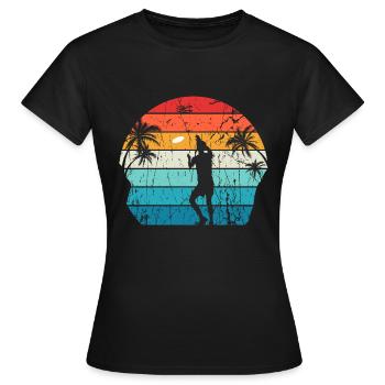 Retro Basketball Spieler - Vintage Spielball - Frauen T-Shirt - Schwarz - Vorne - AI Model Female 172 dark (172cm)