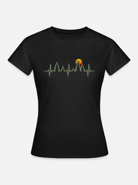 Forêt battement de cœur nature arbres amoureux de la nature - T-shirt Femme - noir