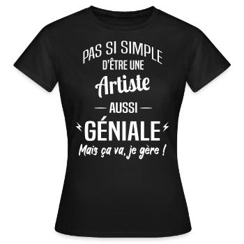 Artiste - T-shirt Femme - noir - Devant - AI Model Female 172 dark (172cm)