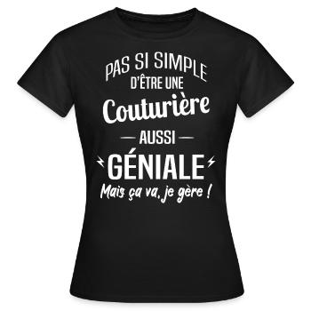 Couturière - T-shirt Femme - noir - Devant - AI Model Female 172 dark (172cm)