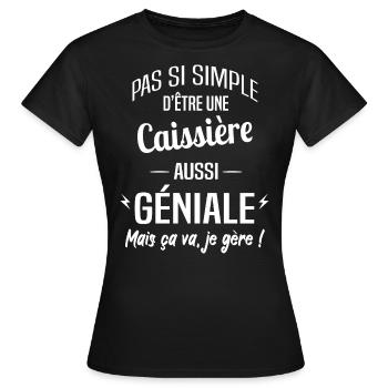 Caissière - T-shirt Femme - noir - Devant - AI Model Female 172 dark (172cm)