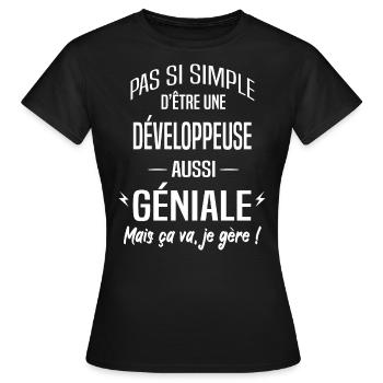 Développeuse - T-shirt Femme - noir - Devant - AI Model Female 172 dark (172cm)