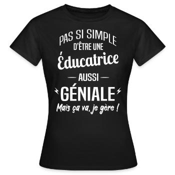 Éducatrice - T-shirt Femme - noir - Devant - AI Model Female 172 dark (172cm)