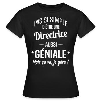 Directrice - T-shirt Femme - noir - Devant - AI Model Female 172 dark (172cm)