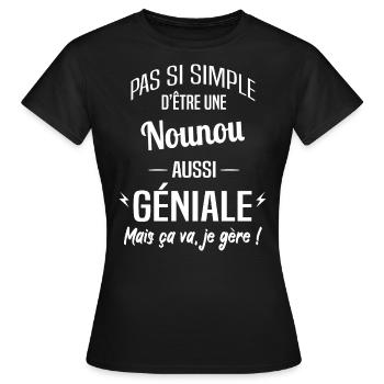 Nounou - T-shirt Femme - noir - Devant - AI Model Female 172 dark (172cm)