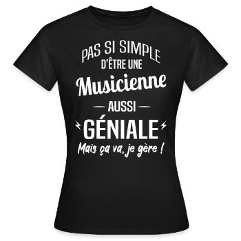 Musicienne - T-shirt Femme - noir - Devant - AI Model Female 172 dark (172cm)