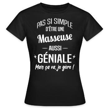 Masseuse - T-shirt Femme - noir - Devant - AI Model Female 172 dark (172cm)