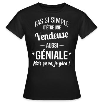 Vendeuse - T-shirt Femme - noir - Devant - AI Model Female 172 dark (172cm)