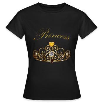 Perles princesse reine couronne doré diadème - T-shirt Femme - noir - Devant - AI Model Female 172 dark (172cm)