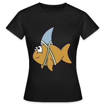 Fish with shark fin - Women's T-Shirt - black - Front - AI Model Female 172 dark (172cm)