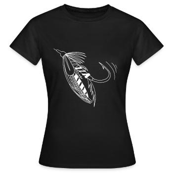 FliegenFischen_weiß - Frauen T-Shirt - Schwarz - Vorne - AI Model Female 172 dark (172cm)