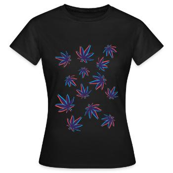 Feuilles de chanvre Feuilles de cannabis 3D - T-shirt Femme - noir - Devant - AI Model Female 172 dark (172cm)