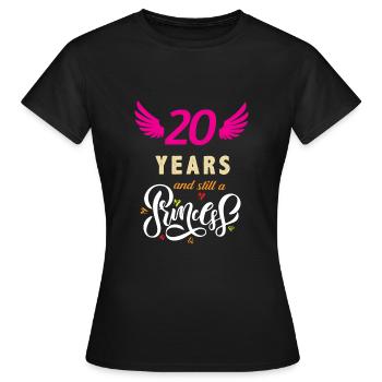 20 ans encore une princesse - T-shirt Femme - noir - Devant - AI Model Female 172 dark (172cm)
