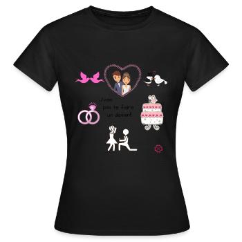 Demande en mariage 2 - T-shirt Femme - noir - Devant - AI Model Female 172 dark (172cm)