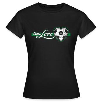 „True Love“ Fußball-Herz grün - Frauen T-Shirt - Schwarz - Vorne - AI Model Female 172 dark (172cm)