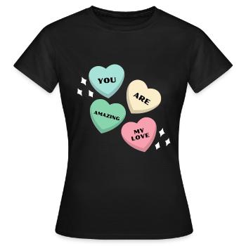 XOXO Valentine's Day, Valentines Day - Women's T-Shirt - black - Front - AI Model Female 172 dark (172cm)
