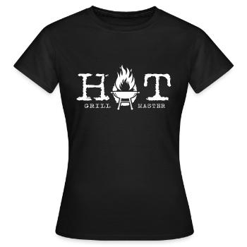 "Hot Grillmaster" BBQ Steak Holzkohle-Grill - Frauen T-Shirt - Schwarz - Vorne - AI Model Female 172 dark (172cm)