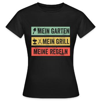 Jardin Grill Mes règles Barbecue Barbecue Jardinier - T-shirt Femme - noir - Devant - AI Model Female 172 dark (172cm)