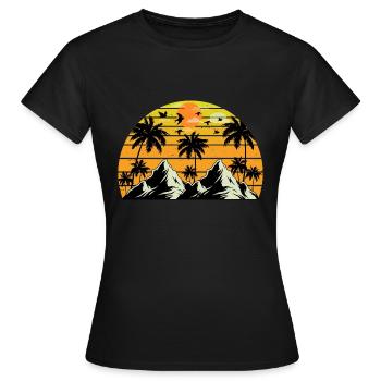 Retro Birding Sunset Vintage Bird Sunrise - Women's T-Shirt - black - Front - AI Model Female 172 dark (172cm)