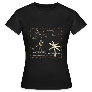 Surfer Sommer Palmen Strand Sonne Urlaub - Frauen T-Shirt - Schwarz - Vorne - AI Model Female 172 dark (172cm)