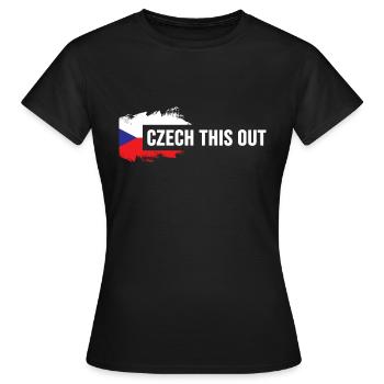 Czech Republic Czech Prague "czech this out" - Women's T-Shirt - black - Front - AI Model Female 172 dark (172cm)
